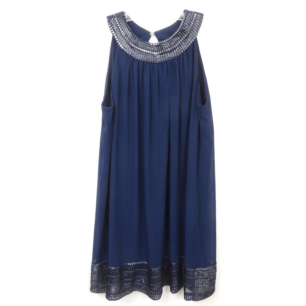 Dressbarn Navy Chiffon Flowy Cocktail Party Sleeveless Knee Dress Women's XL